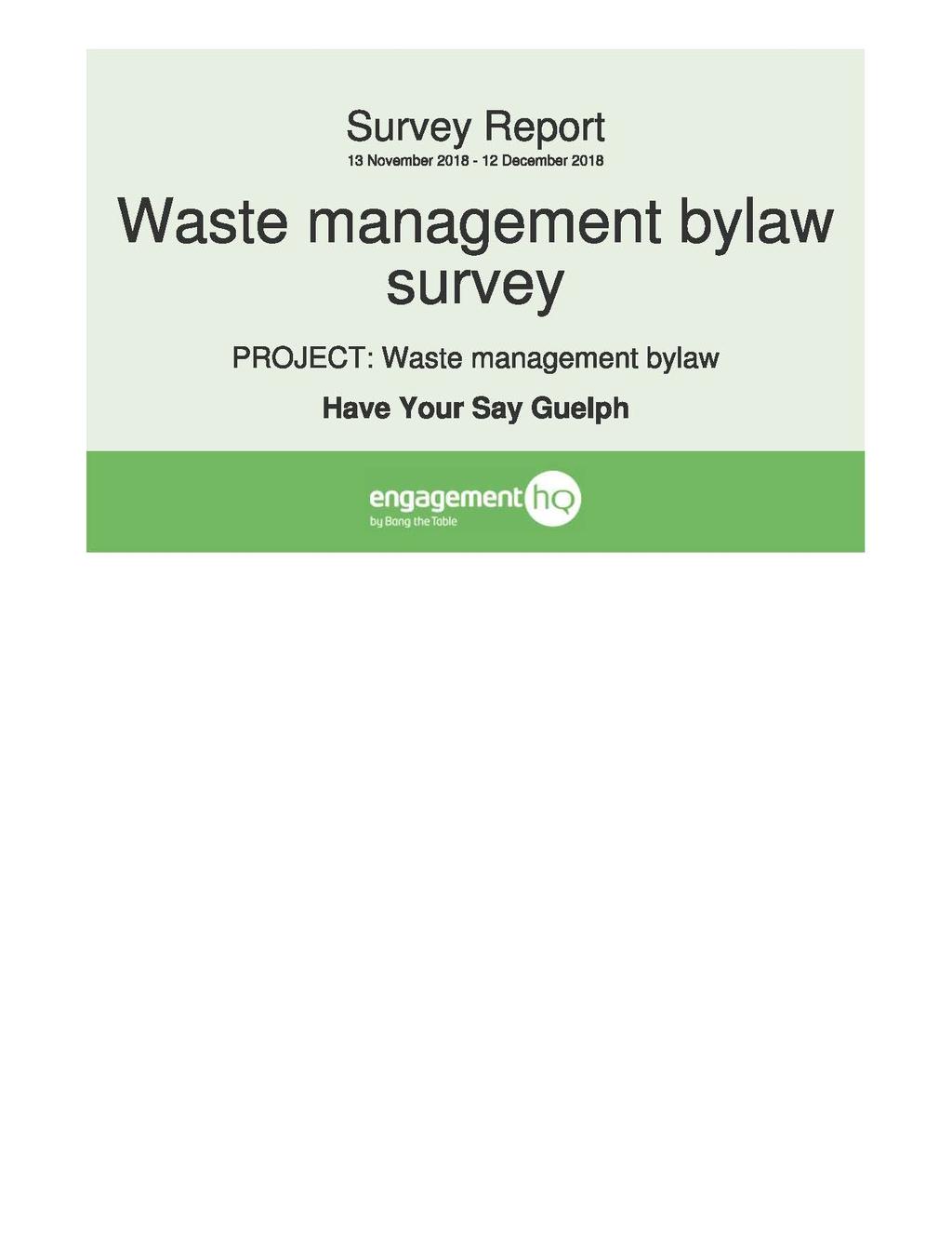 Attachment 1 Survey Report 13 November 2018-12 December 2018 Waste