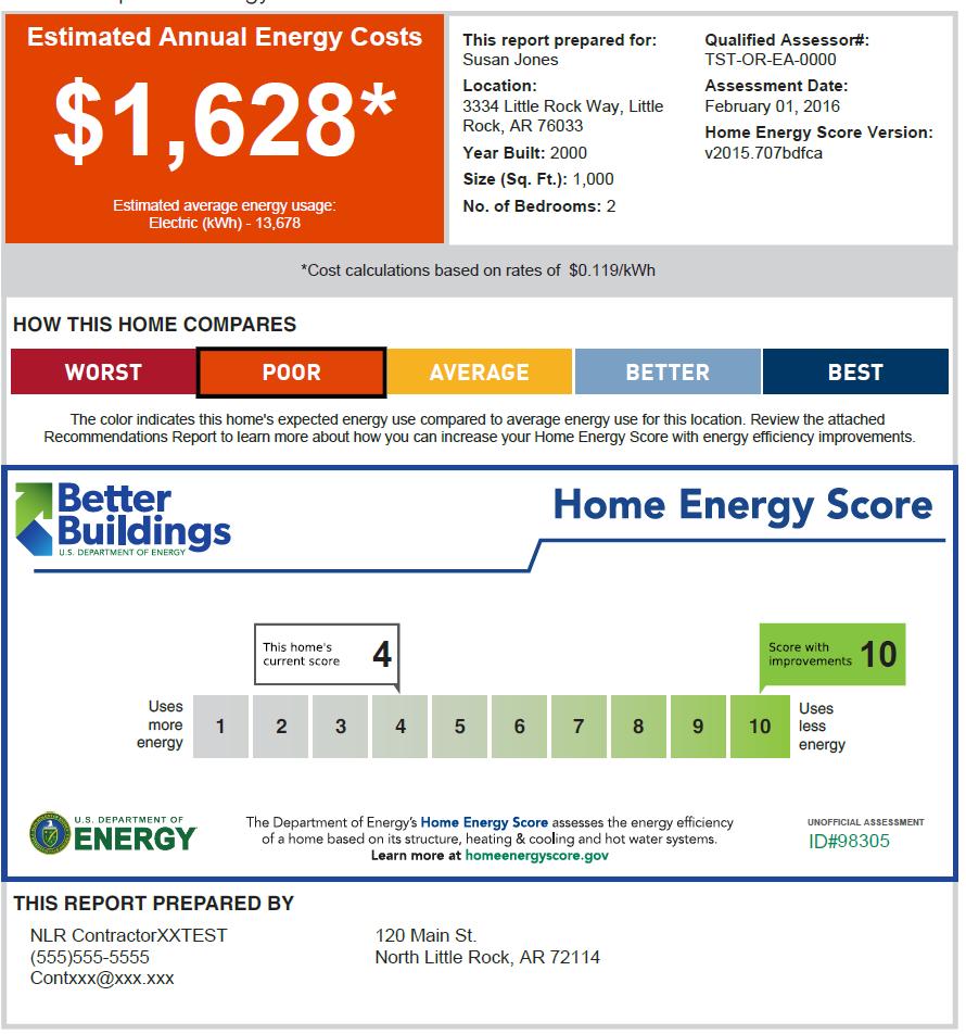Page 1 of the Colorado Home Energy Score Colorado Energy