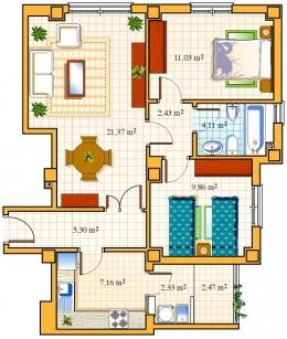 Flat with 2 rooms