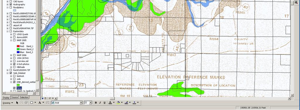 overlays of FEMA floodplain maps and DNR and other agency