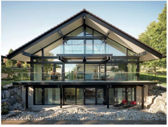 Prefabricated house by the HUF company, based in Germany. HUF is one of several German prefab companies that have developed commercially available plus-energy homes.
