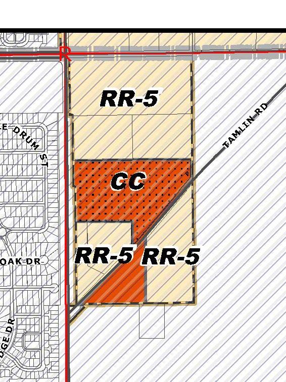 Vacant/Utility/Residential - low City PROJECT DESCRIPTION The proposed zone change to CS Commercial Services provides a consistent zone for the property by removing the two arbitrary CC/R-5 zones.