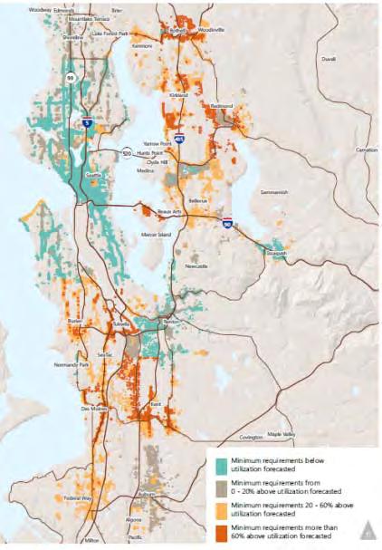 CODE GAP ANALYSIS Compare King County Cities code with RSP model predictions 61% of all parcels have requirements > RSP prediction Outside