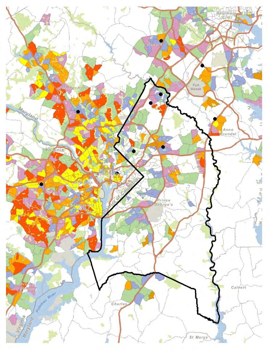 High End Retail Demographic Concentrations Washington Baltimore Region Most favorable locations offer site selection criteria desired by luxury