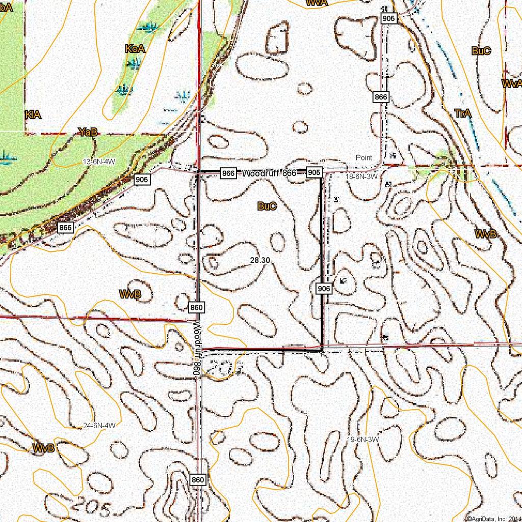 Topography Map 18-6N-3W Woodruff County Arkansas map center: 35 8' 26.86, 91 21' 38.