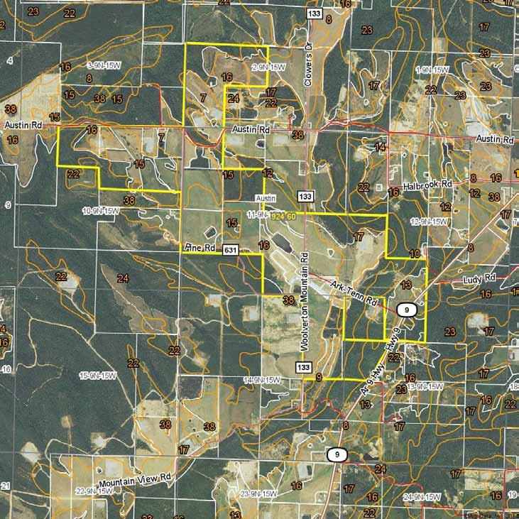 Aerial Map 11-9N-15W Conway County Arkansas map center: 35 25' 53.61, 92 33' 34.