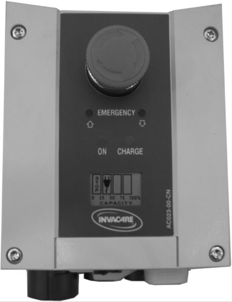 Invacare Stand Assist 1. Para levantar o elevador mantenha premido o botão UP (PARA CIMA) A para elevar a viga e o paciente. 2.