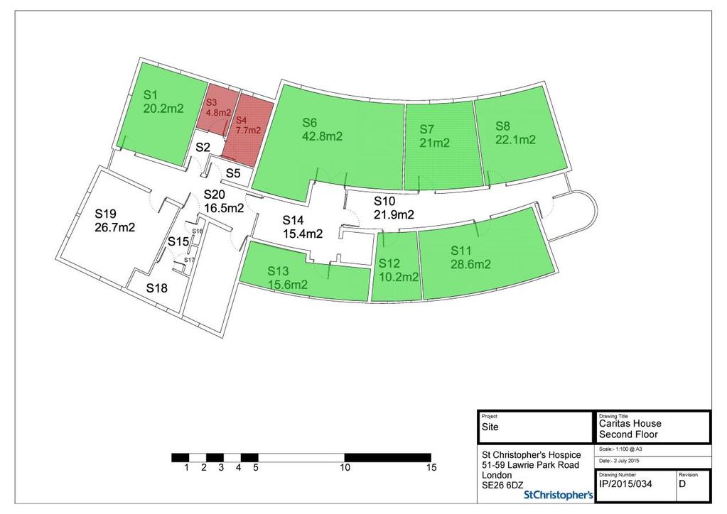 Areas shaded in orange have already been let. Second floor plan.
