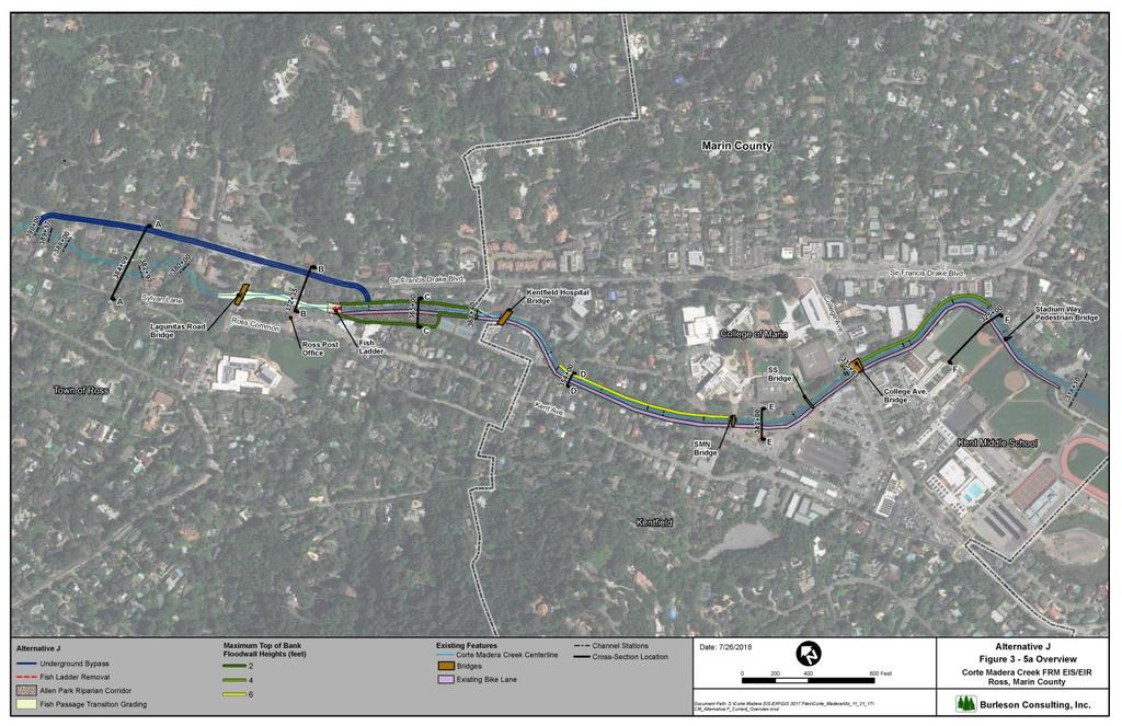 the Preferred Plan. The TSP consists of a combination of floodwalls, an underground bypass (along Sir Francis Drake Blvd.), and the creation of Frederick S.