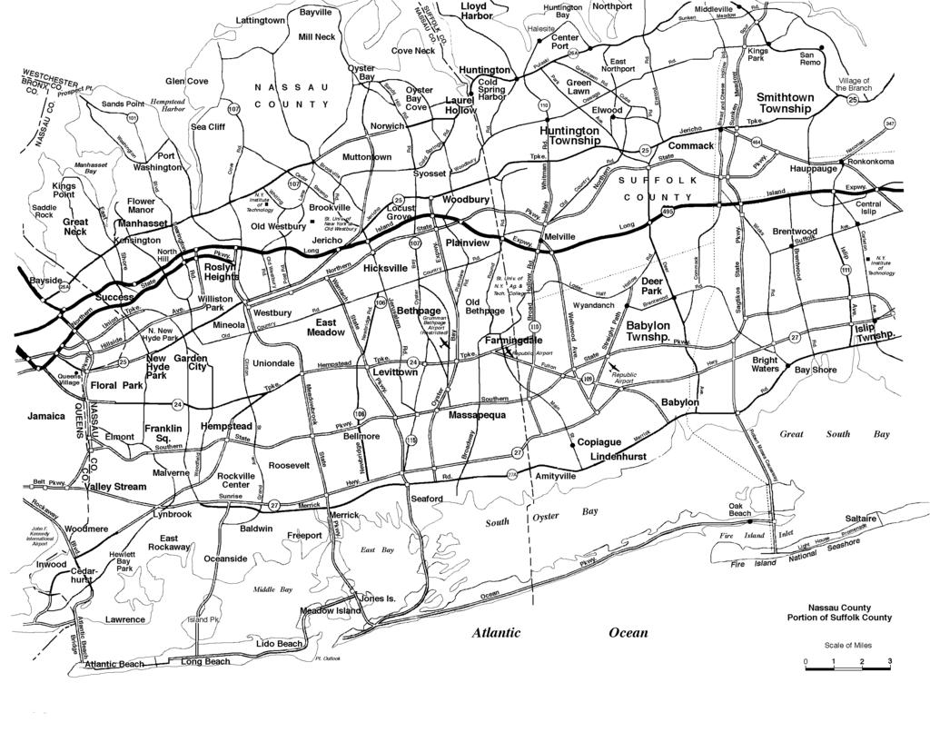 NASSAU-SUFFOLK: METROPOLITAN MAP Land Area of Nassau-Suffolk PMSA: 1,198 sq.