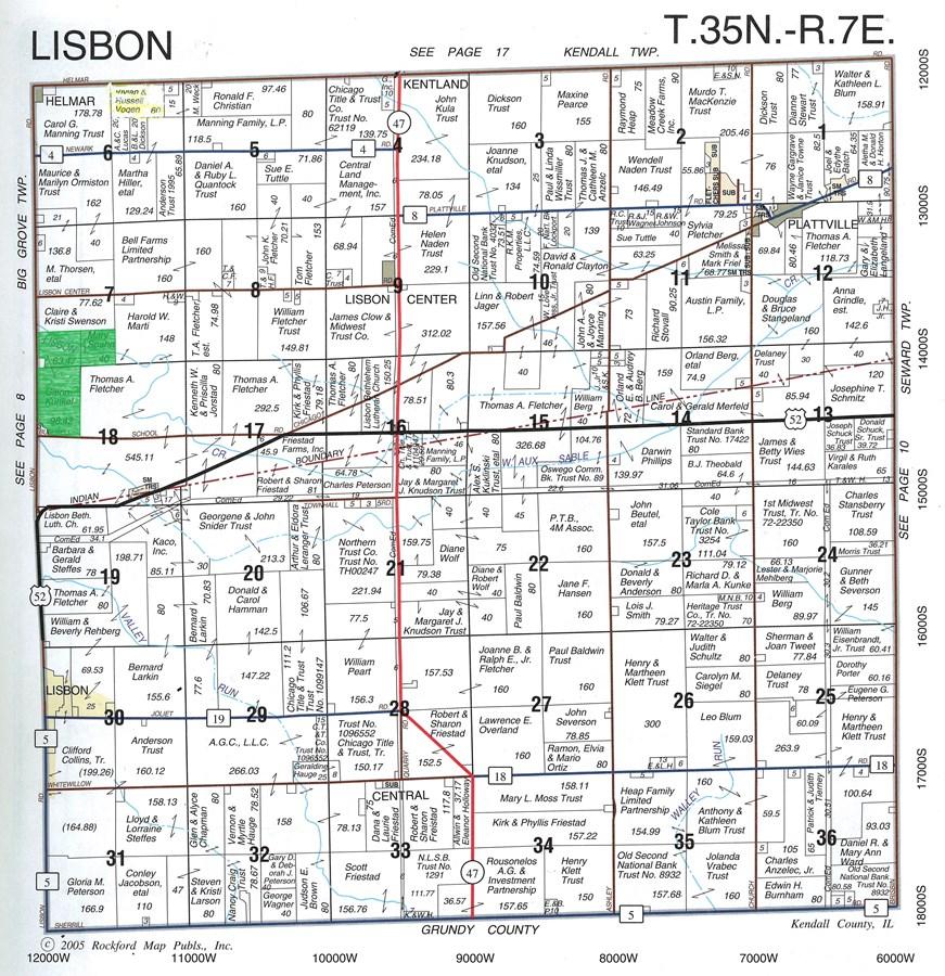 PLAT MAP OF 190 ACRES, LISBON TOWNSHIP Plat Map reprinted with permission