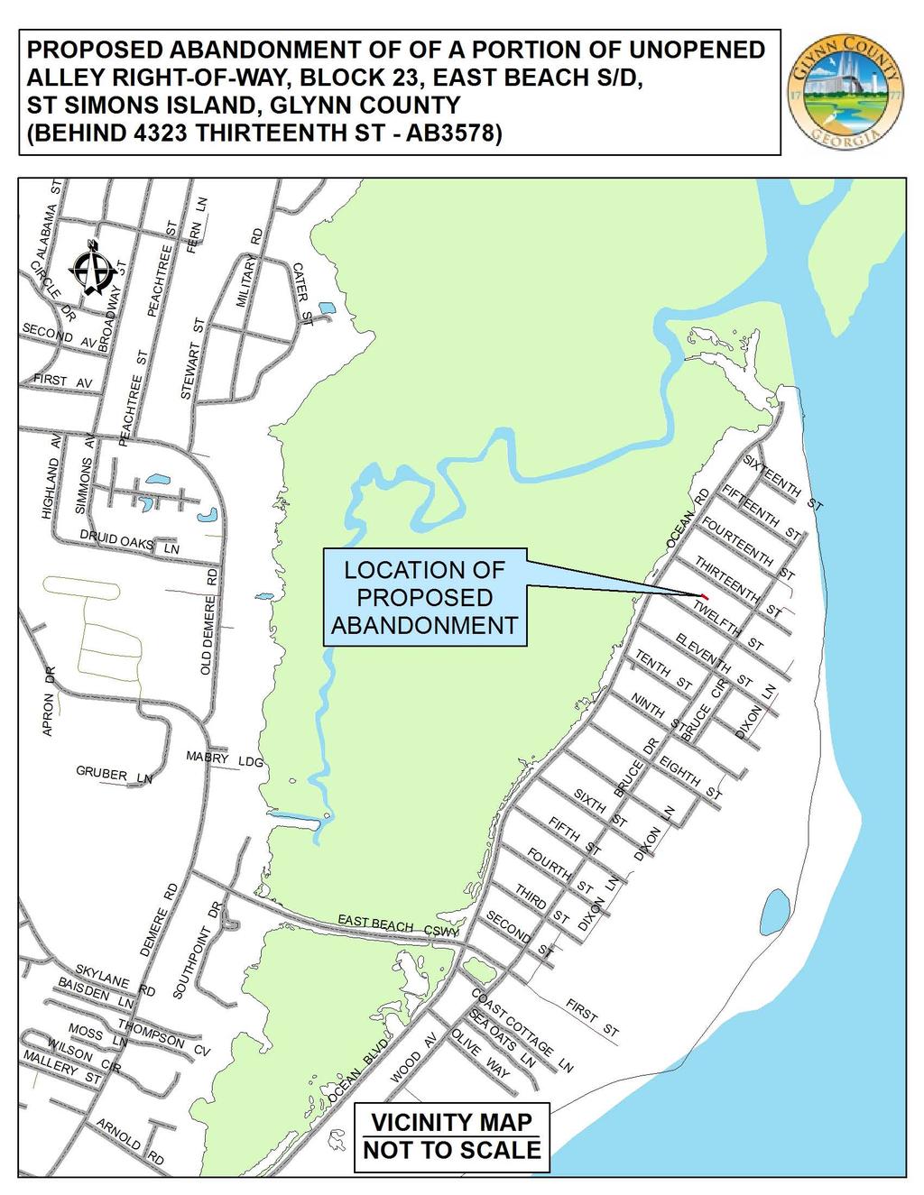 PROPOSED ABANDONMENT OF OF A PORTION OF UNOPENED ALLEY RIGHT-OF-WAY, BLOCK 23, EAST BEACH S/D, ST SIMONS