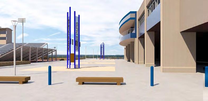 NORTHSIDE SPORTS GYM PLAZA OF INFLUENCE PYLONS Architect Marmon Mok Project Architect Monty Howard NISD Project Manager Thomas Curiel Contractor