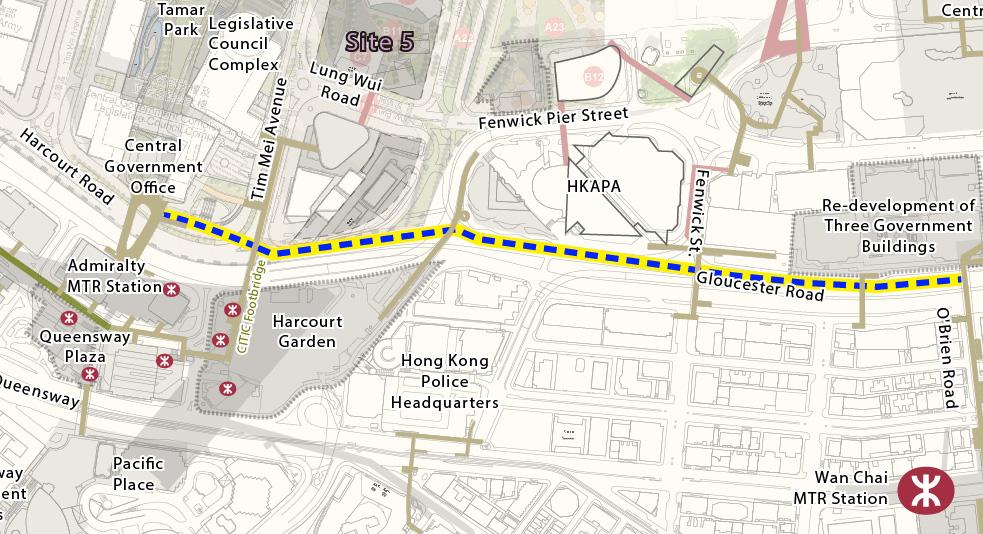 Proposed At-Gradge Alignment between Admiralty and Wan Chai Annex 8 LEGEND Existing Elevated Walkway Existing