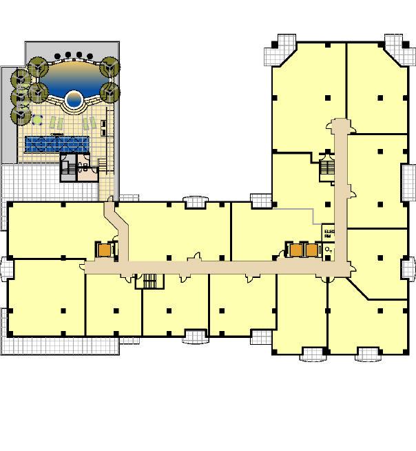 {Fifth Floor} Large Heated Pool & Spa 4 Cabanas, BBQs, Poolside Washroom Parklawn Homes, LLC, 16621 N. 91st St., Suite 101, Scottsdale, Arizona 85260 Tel: 480-473-3700.
