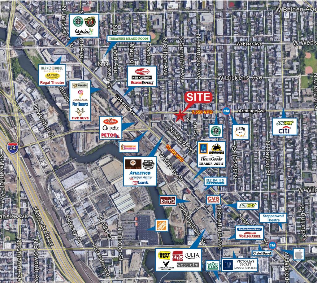 Aerial Map With Retailers 1117 W ARMITAGE 1117 W
