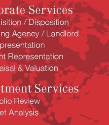 NAI Global is strategic & innovative Corporate Services Acquisition / Disposition Leasing Agency / Landlord Representation Tenant Representation Appraisal & Valuation Investment Services Portfolio