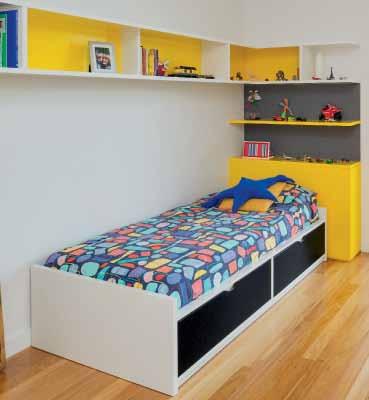 GRAND DESIGNS AUSTRALIA 165 A child s bedroom doesn t have to be big not if it s well designed. This bed includes integrated storage, which will make it easy to adapt the room as the child gets older.