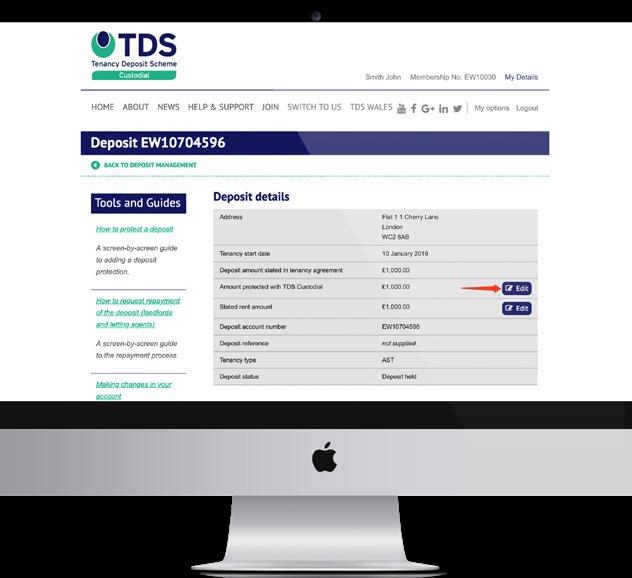 TDS CUSTODIAL NEW DEPOSITS FROM 1 JUNE 2019 MING NANTS For all new tenancies after the 1 June 2019 you should only take a five or six week deposit and then register this on the TDS Custodial database