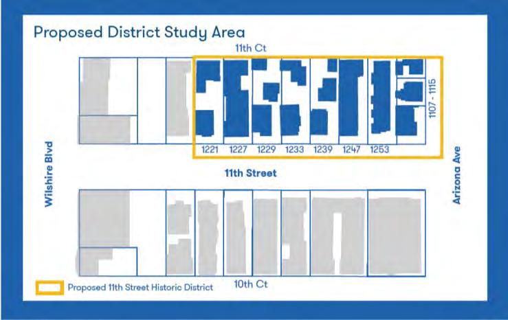 STUDY AREA Proposed 11th Street Historic District Study Area Proposed by the applicant is an historic district containing 10 parcels located on the east side of 11th Street between Wilshire Boulevard