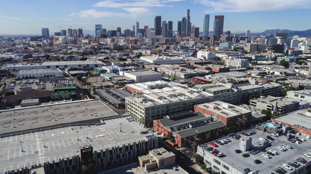 PROPERTY AERIAL DOWNTOWN LOS ANGELES ARTS DISTRICT S ALAMEDA ST FACTORY PL SEATON ST