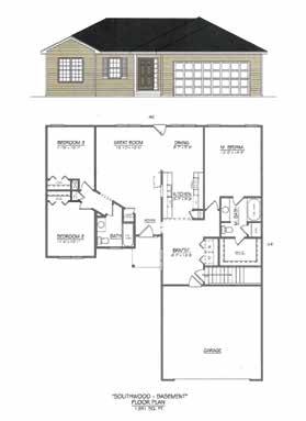 ! Southwood unfinished basement plan features 1,381 square feet of finished area with 3 bedrooms, 2 bathrooms and a 2 car