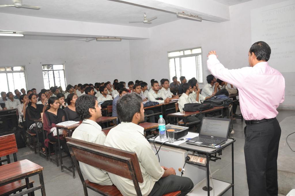 Dr. Jangid described causes of earthquake, magnitude and intensity of earthquake to students of eighth semester. Dr.