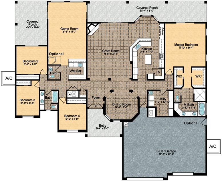 Model 3480 ~ Floor Plan Approximely 3480 sq. ft.