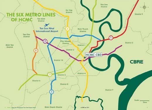 Tan Son Nhat Airport Metro Line No.1 Metro lines Metro line No. 1 will connect Ben Thanh (District 1) and Suoi Tien park (District 9) with total length of 19.7km (in which 2.6 km underground and 17.