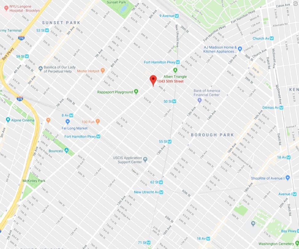 property map Borough Park is a quiet enclave in Brooklyn filled with numerous local