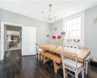 The dining room is to the rear of the house and leads through to the kitchen / breakfast room. The utility room is tucked away and provides practical space out of the way of the living area.