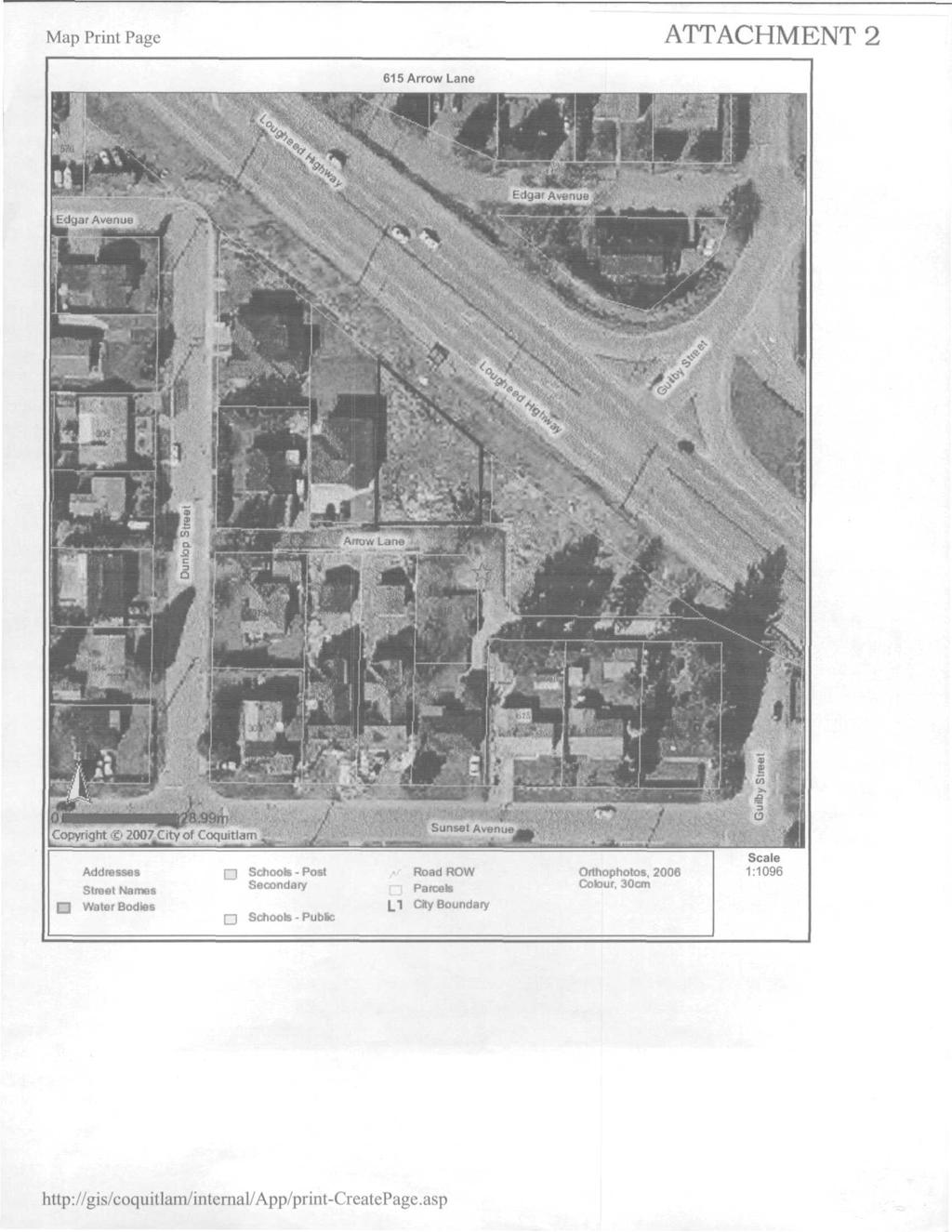 Map Print Page ATTACHMENT 2 615 Arrow Lane Copyright -c~i 2007 City of Coquitlam.