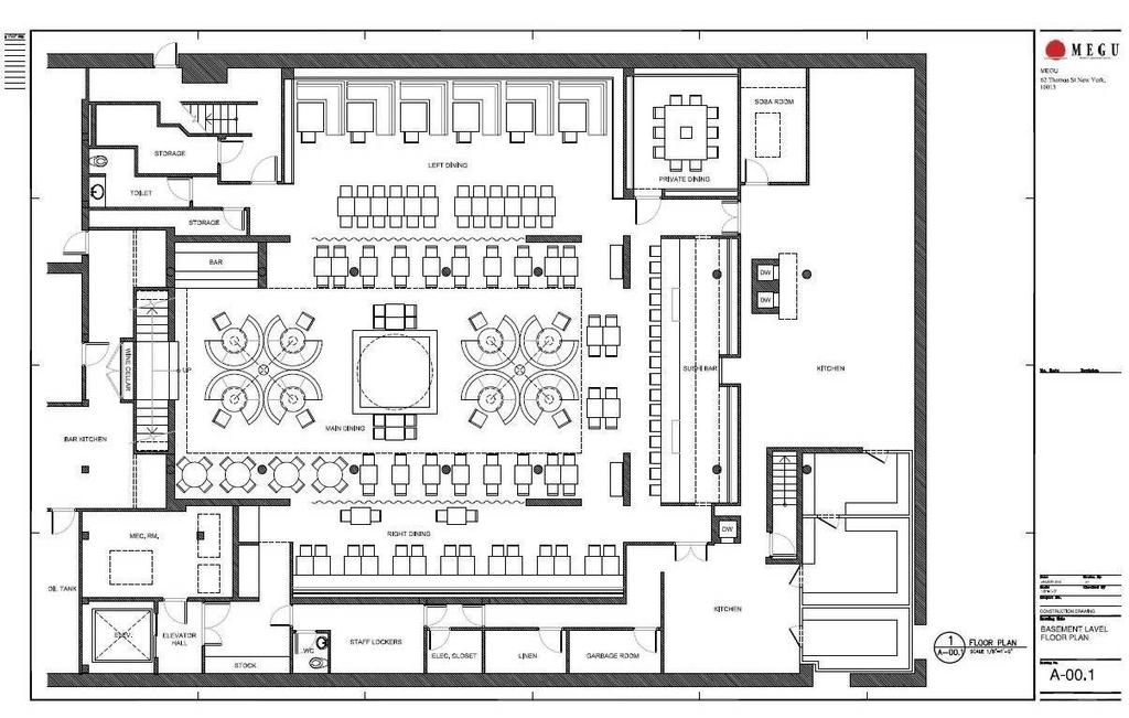 08 Floor Plans Main Restaurant Level Diagram only: Interior walls may be