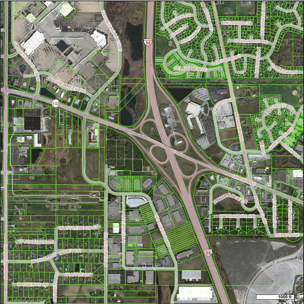 Aerial Showing Area Businesses