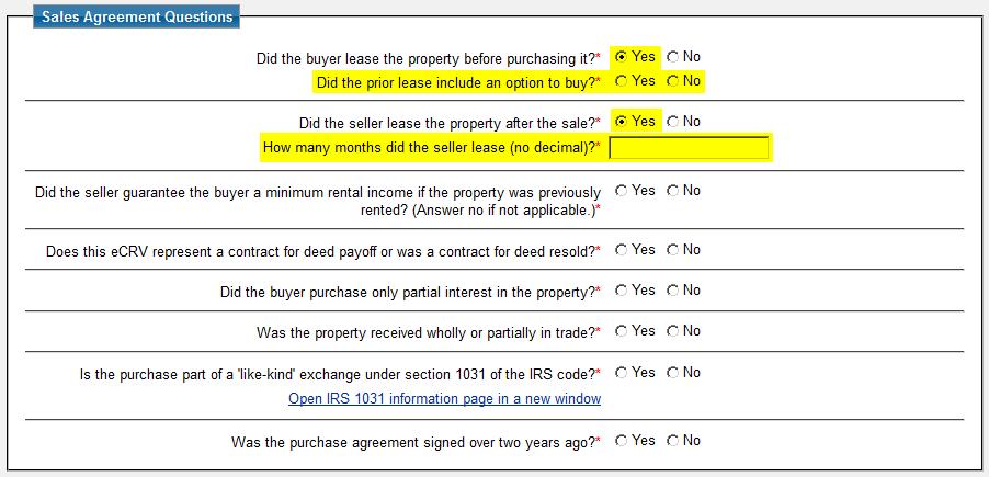 The Personal Property section consists of a single Yes / No question. A Yes response will cause a Personal property worksheet to appear (above).