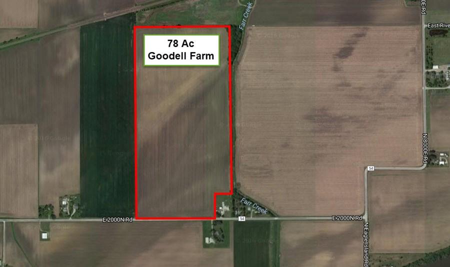 AERIAL MAP OF 78 ACRE GOODELL FARM IN GANEER TOWNSHIP,