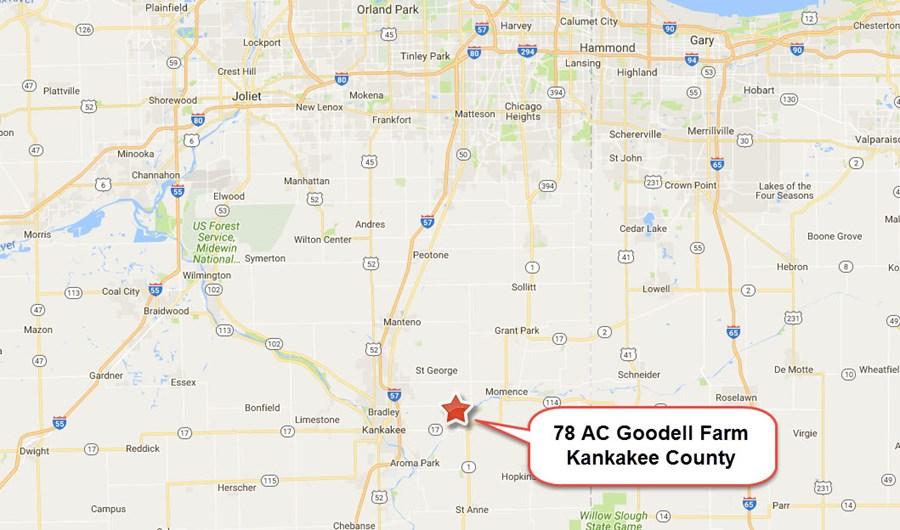 LOCATION MAP OF THE 78 ACRE GOODELL FARM IN GANEER