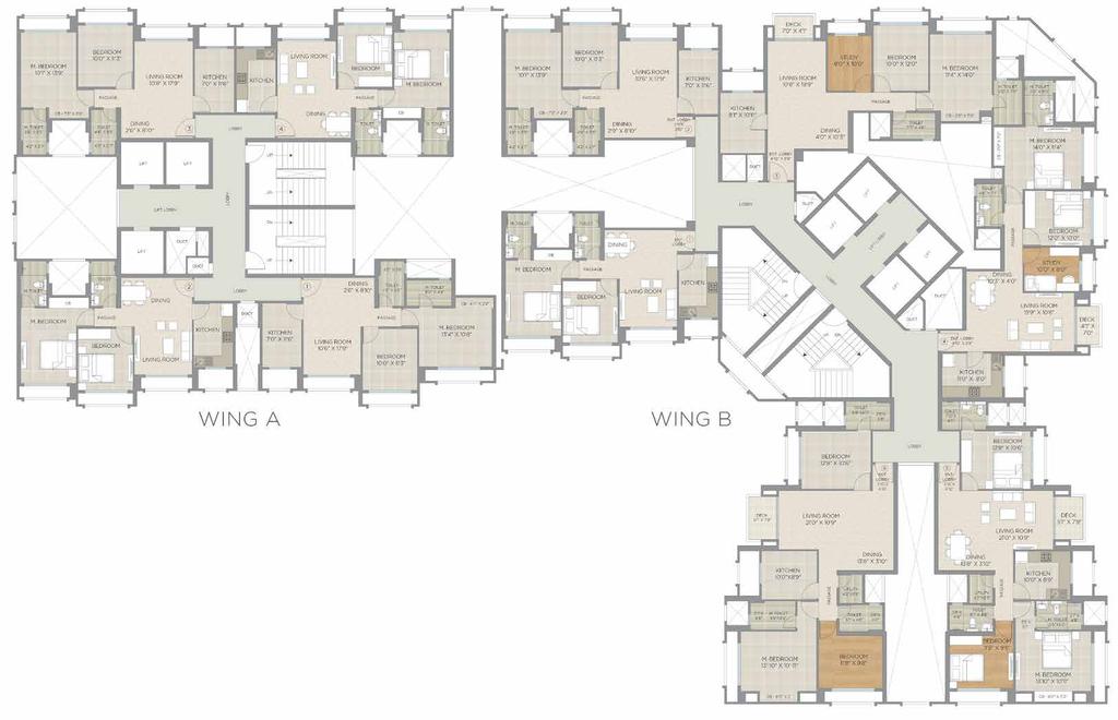 EAGLERIDGE Typical Floor Plan Carpet Area Statement - Wing A Carpet Area Statement - Wing B Flat Type Flat Nos. As Per RERA (without Balcony) Total of Deck & Enclosed Balcony (if any) (in Sq. Ft.