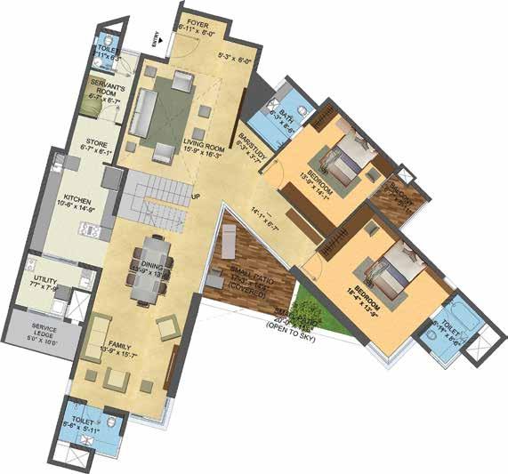 5 Bedrooms + 6 Toilets + Servant s Room Penthouse - Type 2 (Lower Level) 5 Bedrooms + 6 Toilets + Servant s Room Penthouse -
