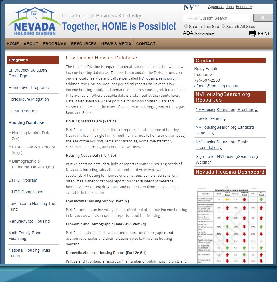 NEVADA HOUSING DIVISION Department of Business & Industry Together, HOME is Possible!