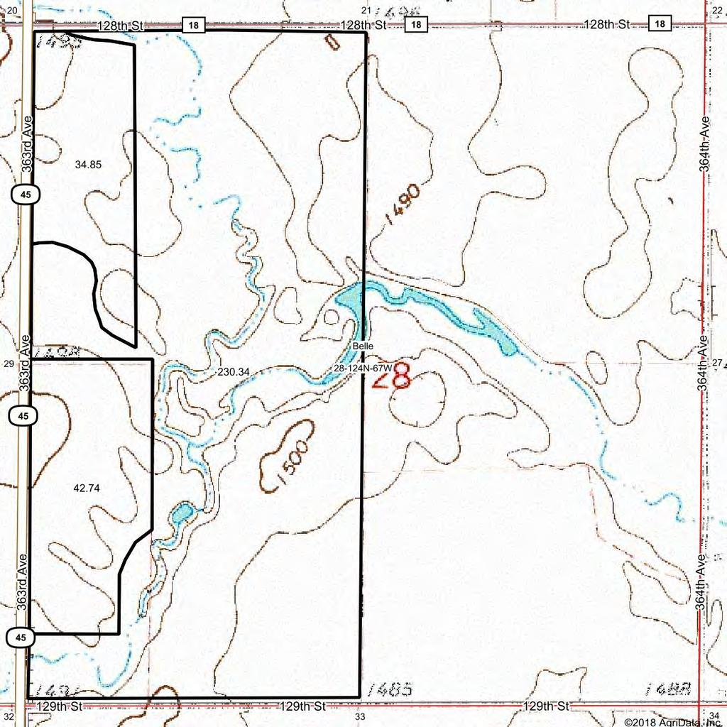 Topography Map map center: 45 31' 38.6, -98 54' 53.