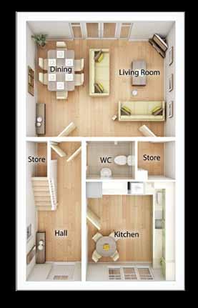 Ground Floor Kitchen 3.57m x 3.22m 11'8" x 10'7" Living/Dining Room 5.37m x 4.15m 17'7" x 13'8" First Floor 3.81m x 3.18m 12'6" x 10'5" Bedroom 2 3.32m x 3.