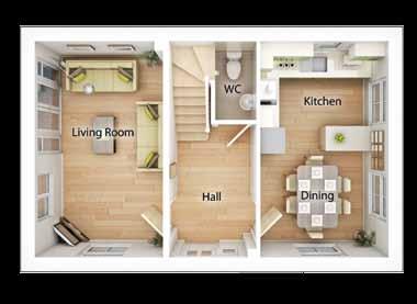 Ground Floor Kitchen/Dining Area 5.10m x 3.02m 16'9" x 9'11" Living Room 5.10m x 3.02m 16'9" x 9'11" Plots 104 & 114 have a bay window. First Floor 3.80m x 3.10m 12'6" x 10'1" Bedroom 2 3.03m x 2.