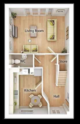 Ground Floor Kitchen 3.59m x 3.09m* 11'9" x 10'2"* Living Room 4.72m x 3.56m 15'6" x 11'8" First Floor 3.28m x 2.57m 10'9" x 8'5" Bedroom 2 2.96m x 2.