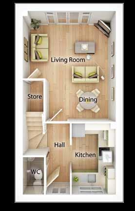 Ground Floor Kitchen 3.04m x 1.89m 10'0" x 6'2" Living/Dining Room 4.74m x 3.99m* 15'6" x 13'1"* First Floor 3.13m x 2.99m 10'3" x 9'10" Bedroom 2 3.98m* x 2.