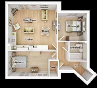 2 Bedroom apartments 1 Bedroom apartments Plots 182 & 183 Kitchen/Dining/Living Room 6.34m x 3.74m 20'10" x 12'3" 4.49 x 3.