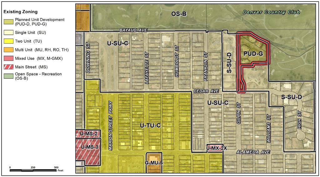 Page 4 South East West Existing Zoning S-SU-D, U-SU-C OS-B, S-SU-D S-SU-D Existing Land Use Single-unit residential Single-unit residential, Denver Country Club Single-unit residential Existing