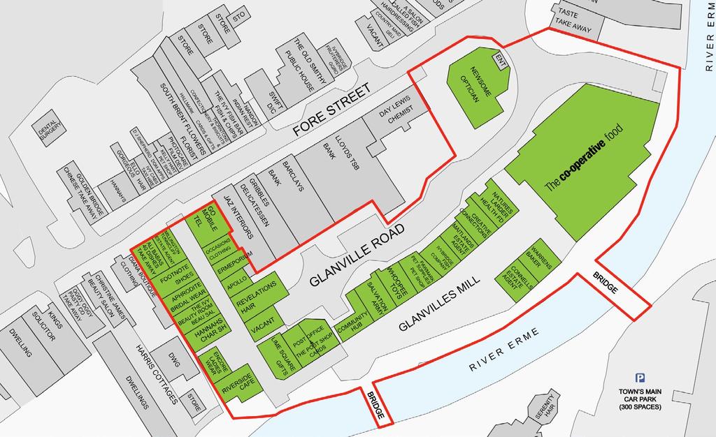04 Description / Availability Description Glanvilles Mill Shopping Centre is the town s principal town centre retail offering and links into the town s main 300 space car park.
