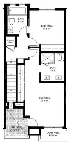 PLAN B 2 Bedroom Layout 1,801(B1), 1,797(B2), 1,798(B3) Square Feet