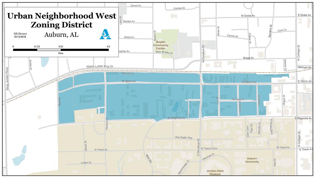 Zoning map Urban Neighborhood West Bed Density Building Height Parking East of N